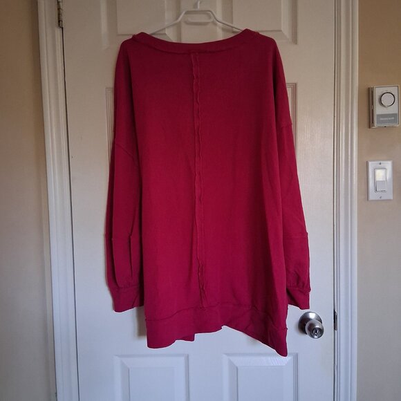 Torrid Women's Size 3X Pink Textured Cotton Crew Neck Oversized Sweatshirt - Picture 5 of 14